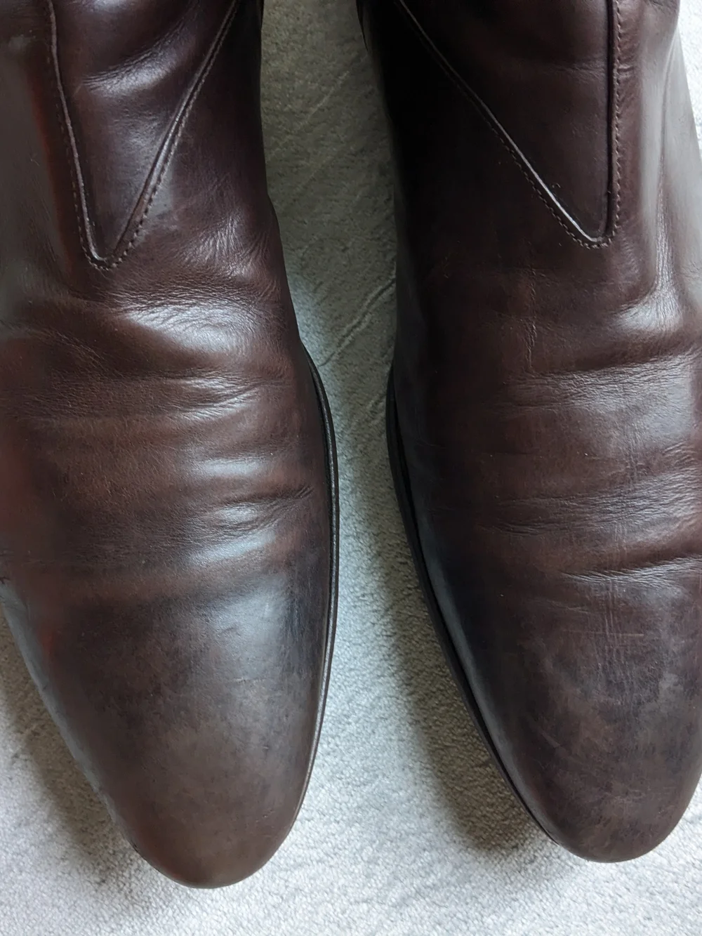 Prada Side Zip Boots Brown Leather Men US 9.5